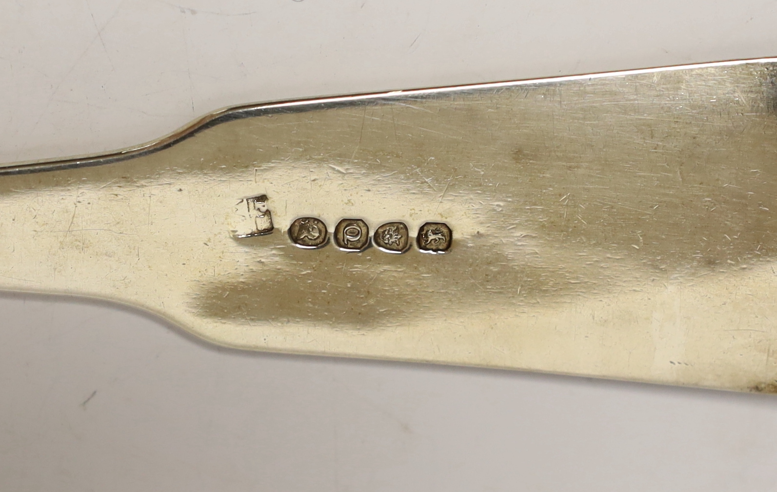 A George III silver fiddle pattern soup ladle, Peter & William Bateman, London, 1811, 33.4cm, 6.9oz.
